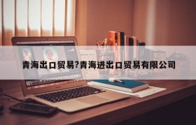 青海出口贸易?青海进出口贸易有限公司